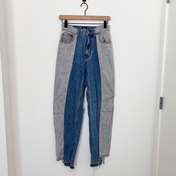 BDG Gray and Blue Two Toned High Rise Barrel Leg Jeans - Picture 1 of 4